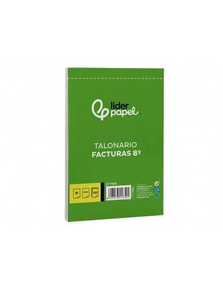 Talonario liderpapel facturas 8º original t100 con i.v.a.