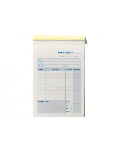 Talonario liderpapel facturas 8º original t100 con i.v.a.