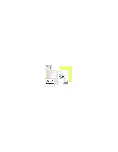 Carpeta liderpapel escaparate 40 fundas polipropileno din a4 amarillo fluor opaco