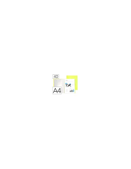 Carpeta liderpapel escaparate 40 fundas polipropileno din a4 amarillo fluor opaco
