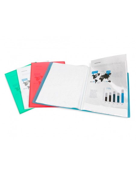 Carpeta liderpapel escaparate 20 fundas polipropileno din a4 verde translucido