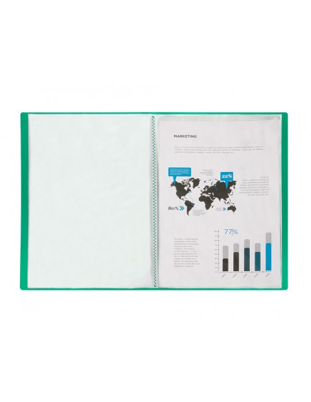 Carpeta liderpapel escaparate 10 fundas polipropileno din a4 verde translucido Carpeta liderpapel escaparate 10 fundas polipropileno din a4 verde translucido