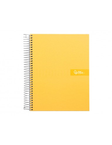 Cuaderno espiral liderpapel a5 micro crafty tapa forrada 120h 90gr cuadro 5mm 5 bandas 6 taladros color amarillo