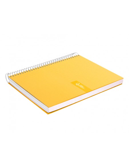 Cuaderno espiral liderpapel a5 micro crafty tapa forrada 120h 90gr cuadro 5mm 5 bandas 6 taladros color amarillo