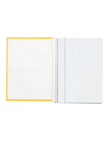 Cuaderno espiral liderpapel a5 micro crafty tapa forrada 120h 90gr cuadro 5mm 5 bandas 6 taladros color amarillo