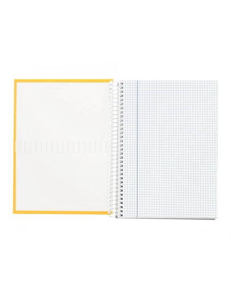 Cuaderno espiral liderpapel a5 micro crafty tapa forrada 120h 90gr cuadro 5mm 5 bandas 6 taladros color amarillo