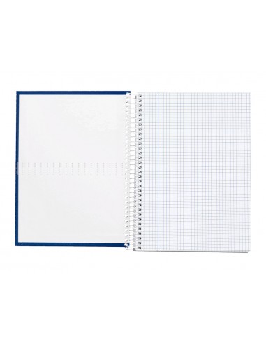 Cuaderno espiral liderpapel a5 micro crafty tapa forrada 120h 90gr cuadro 5mm 5 bandas 6 taladros color azul