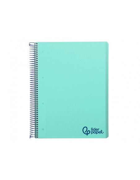 Cuaderno espiral liderpapel a5 micro wonder tapa plastico 120h 90gr cuadro 5mm 5 bandas 6 taladro color verde turquesa Cuaderno espiral liderpapel a5 micro wonder tapa plastico 120h 90gr cuadro 5mm 5 bandas 6 taladro color verde turquesa