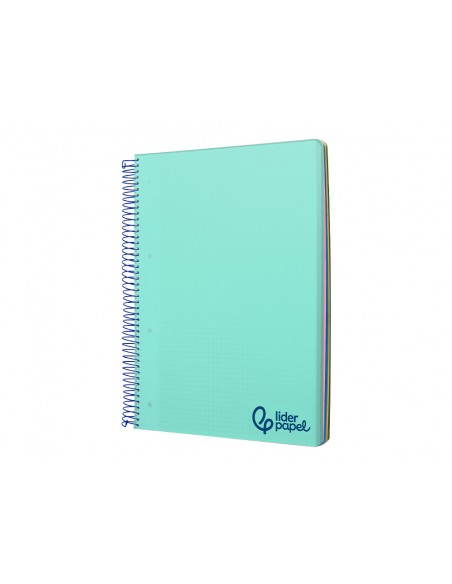 Cuaderno espiral liderpapel a5 micro wonder tapa plastico 120h 90gr cuadro 5mm 5 bandas 6 taladro color verde turquesa Cuaderno espiral liderpapel a5 micro wonder tapa plastico 120h 90gr cuadro 5mm 5 bandas 6 taladro color verde turquesa