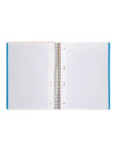 Cuaderno espiral liderpapel a5 micro wonder tapa plastico 120h 90gr cuadro 5mm 5 bandas 6 taladro color verde turquesa