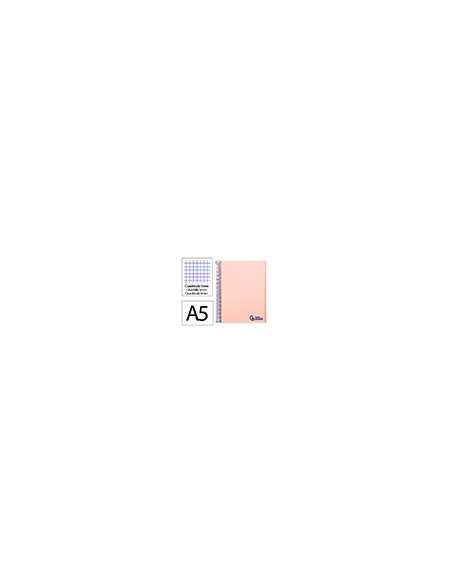 Cuaderno espiral liderpapel a5 micro wonder tapa plastico 120h 90gr cuadro 5mm 5 bandas 6 taladros color rosa
