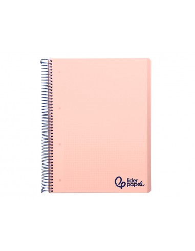 Cuaderno espiral liderpapel a5 micro wonder tapa plastico 120h 90gr cuadro 5mm 5 bandas 6 taladros color rosa