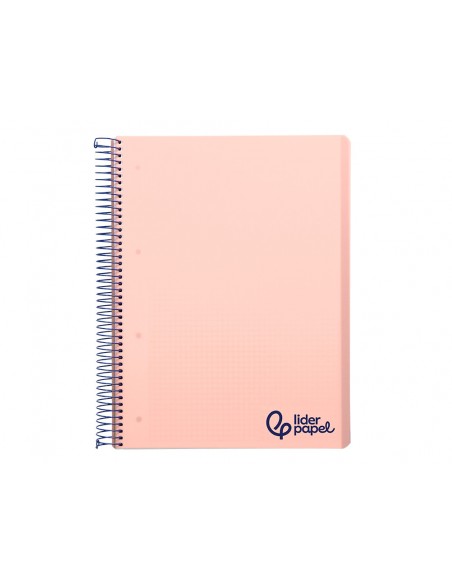 Cuaderno espiral liderpapel a5 micro wonder tapa plastico 120h 90gr cuadro 5mm 5 bandas 6 taladros color rosa
