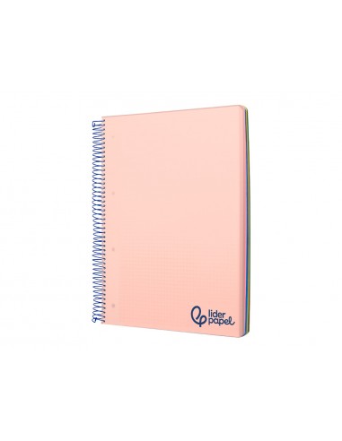 Cuaderno espiral liderpapel a5 micro wonder tapa plastico 120h 90gr cuadro 5mm 5 bandas 6 taladros color rosa