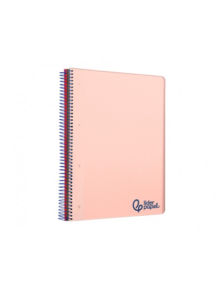 Cuaderno espiral liderpapel a5 micro wonder tapa plastico 120h 90gr cuadro 5mm 5 bandas 6 taladros color rosa