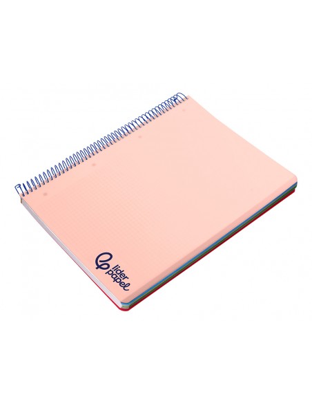 Cuaderno espiral liderpapel a5 micro wonder tapa plastico 120h 90gr cuadro 5mm 5 bandas 6 taladros color rosa