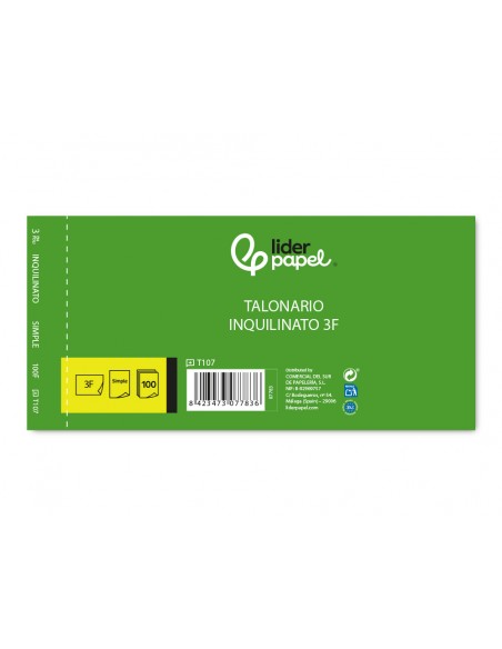 Talonario liderpapel inquilinato tres en folio 107 con condiciones