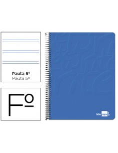 Cuaderno espiral liderpapel folio write tapa blanda 80h 60gr pauta 2,5 mm con margen color azul