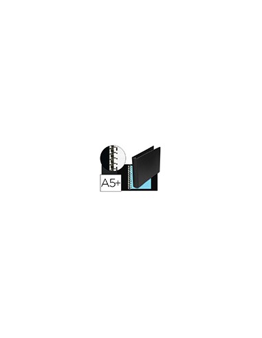 Carpeta multifin alfa 3002-g 11 anillas 24 mm plastico cuarto negro 155x215 mm