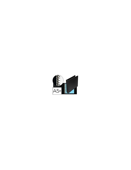 Carpeta multifin alfa 3002-g 11 anillas 24 mm plastico cuarto negro 155x215 mm