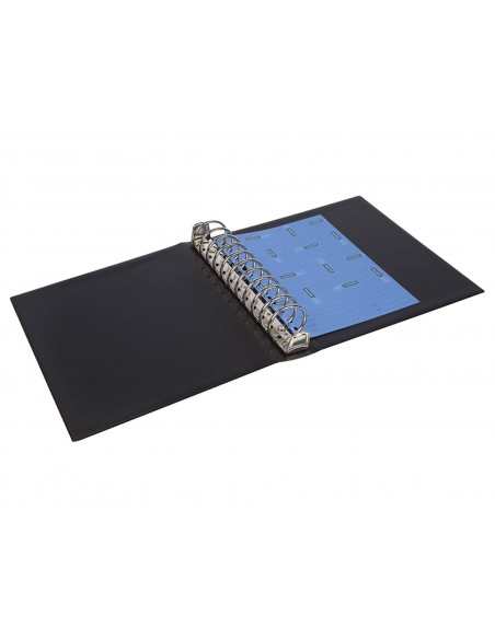 Carpeta multifin alfa 3002-g 11 anillas 24 mm plastico cuarto negro 155x215 mm