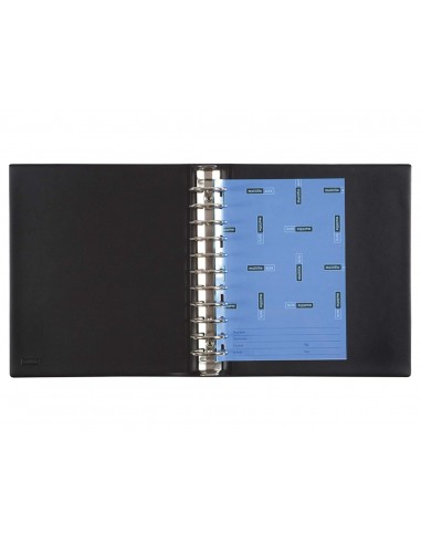 Carpeta multifin alfa 3002-g 11 anillas 24 mm plastico cuarto negro 155x215 mm