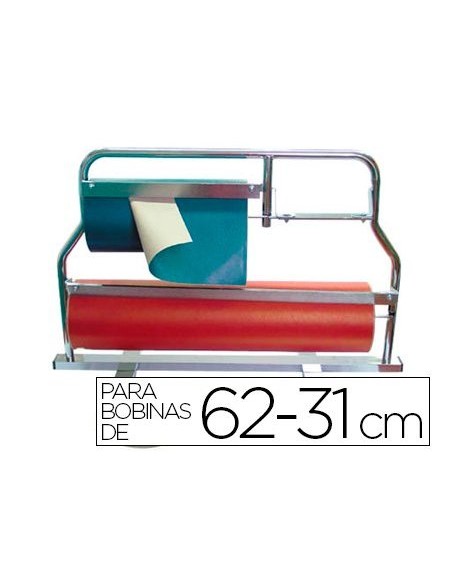 Portarrollo metal mostrador corta papel para bobinas de 62-31 cm