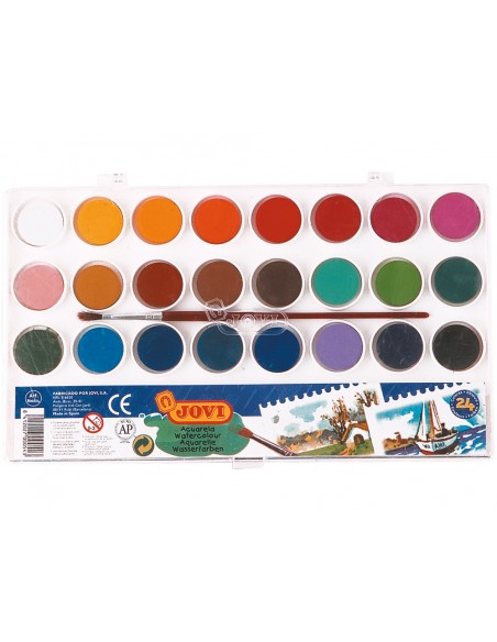 Acuarela jovi 24 colores con pincel estuche de plastico Acuarela jovi 24 colores con pincel estuche de plastico