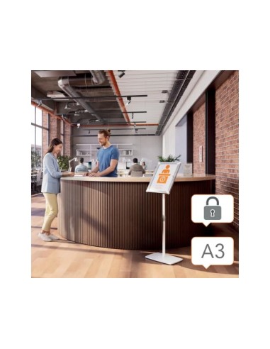 Atril de suelo nobo premium plus din a3 con marco y cerradura premium plus