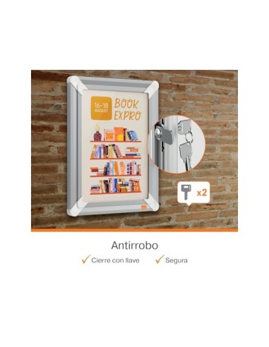 Marco porta anuncios nobo premium plus din a4 con cerradura premium plus