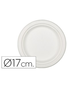 Plato de fibra de caña de azucar blanco 17 cm diametro paquete de 50 unidades