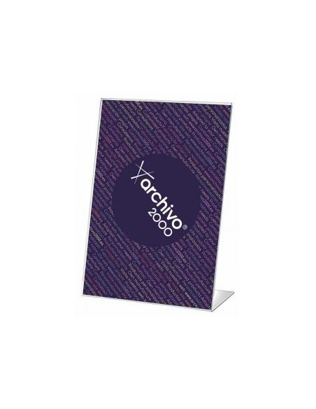 Expositor sobremesa archivo 2000 con forma l poliestireno transparente din a5 vertical 55x210x150 mm