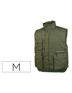Chaleco deltaplus multibolsillos con cremallera cintura elastica protege riñones color verde talla m