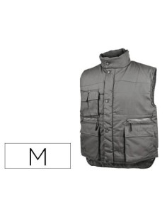 Chaleco deltaplus multibolsillos con cremallera cintura elastica protege riñones gris verde talla m
