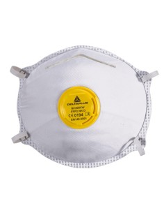 Mascarilla deltaplus de proteccion uso unico con valvula lamina nasal ajustableclase ffp2 caja de 10 unidades