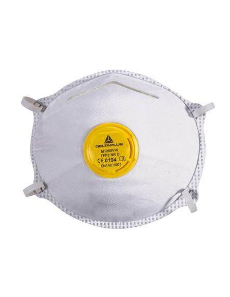 Mascarilla deltaplus de proteccion uso unico con valvula lamina nasal ajustableclase ffp2 caja de 10 unidades