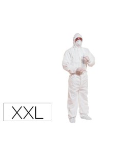 Traje de seguridad deltaplus polipropileno con capucha de un solo uso color blanco talla xxl