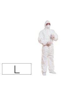 Traje de seguridad deltaplus polipropileno con capucha de un solo uso color blanco talla l