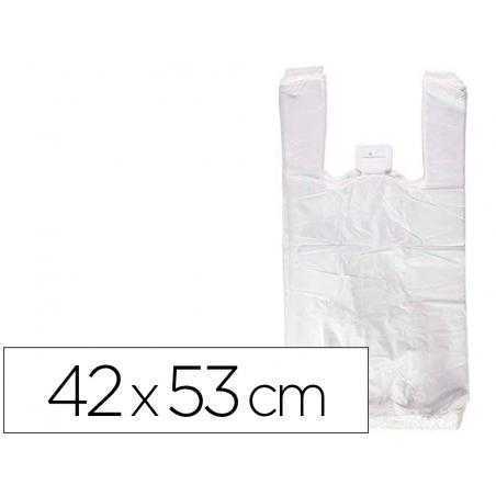 Bolsa camiseta reciclada 70% blanca 50 mc 42x53 cm apta legislacion de bolsas 2021