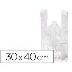 Bolsa camiseta reciclada 70% blanca 50 mc 35x50 cm apta legislacion de bolsas 2021