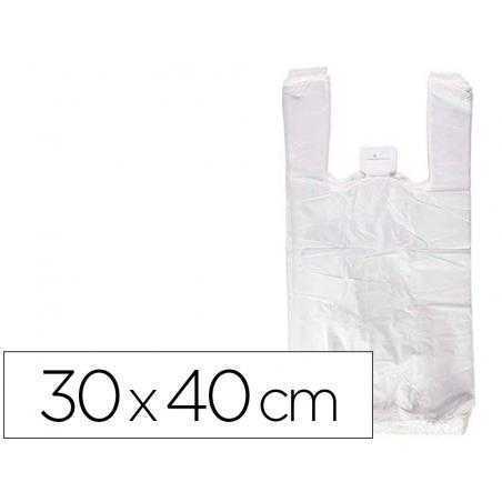 Bolsa camiseta reciclada 70% blanca 50 mc 35x50 cm apta legislacion de bolsas 2021