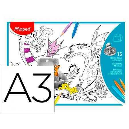 Mantel para colorear maped individual din a3 pack de 15 unidades surtidas
