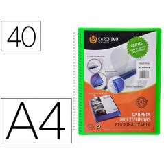 Carpeta carchivo archivex polipropileno canguro verde escaparate con espiral 40 fundas cierre gomas din a4
