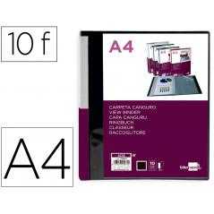 Carpeta liderpapel 10 fundas canguro pp din a4 negro opaco portada y lomo personalizable