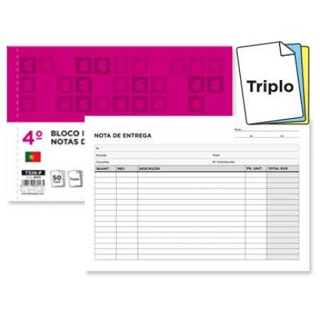 Talonario liderpapel entregas cuarto apaisado 329 triplicado-texto en portugues
