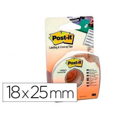 Cinta adhesiva post-it 18mx25 mm 6 lineas en portarrollos especial para ocultar y etiquetar