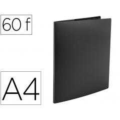 Carpeta liderpapel escaparate 60 fundas polipropileno din a4 negro opaco