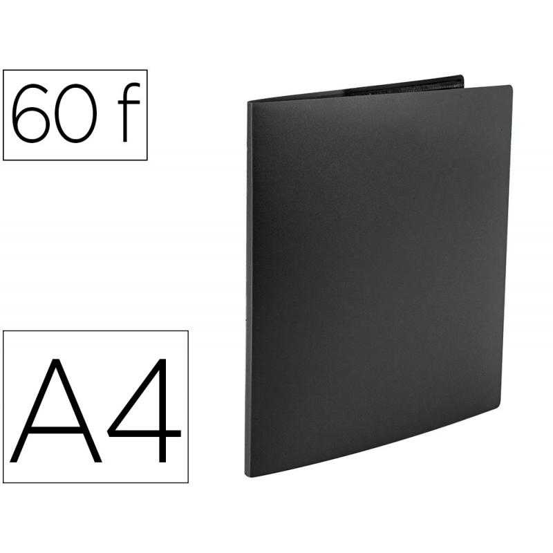 Carpeta liderpapel escaparate 60 fundas polipropileno din a4 negro opaco