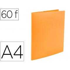 Carpeta liderpapel escaparate 60 fundas polipropileno din a4 naranja fluor opaco