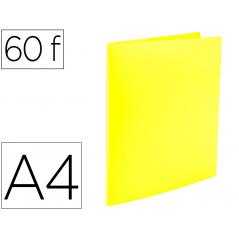 Carpeta liderpapel escaparate 60 fundas polipropileno din a4 amarillo fluor opaco